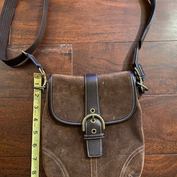 Coach brown leather suede crossbody bag - Picture 4 of 5